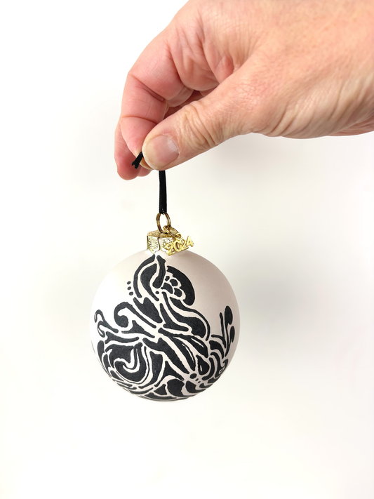 Charcoal-on-White Ornament